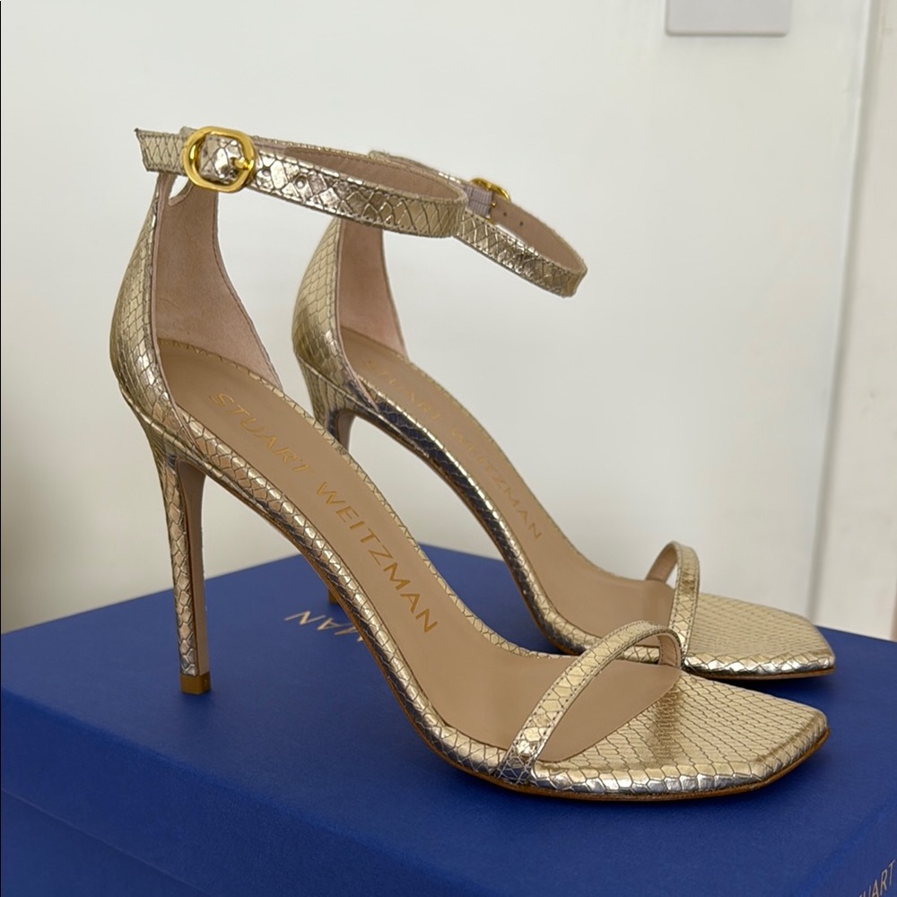 Stuart Weitzman Gold Strappy Heels